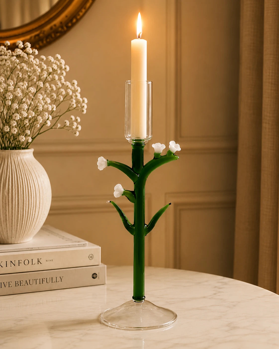 Botanical Stem Glass Candle Stand - Large