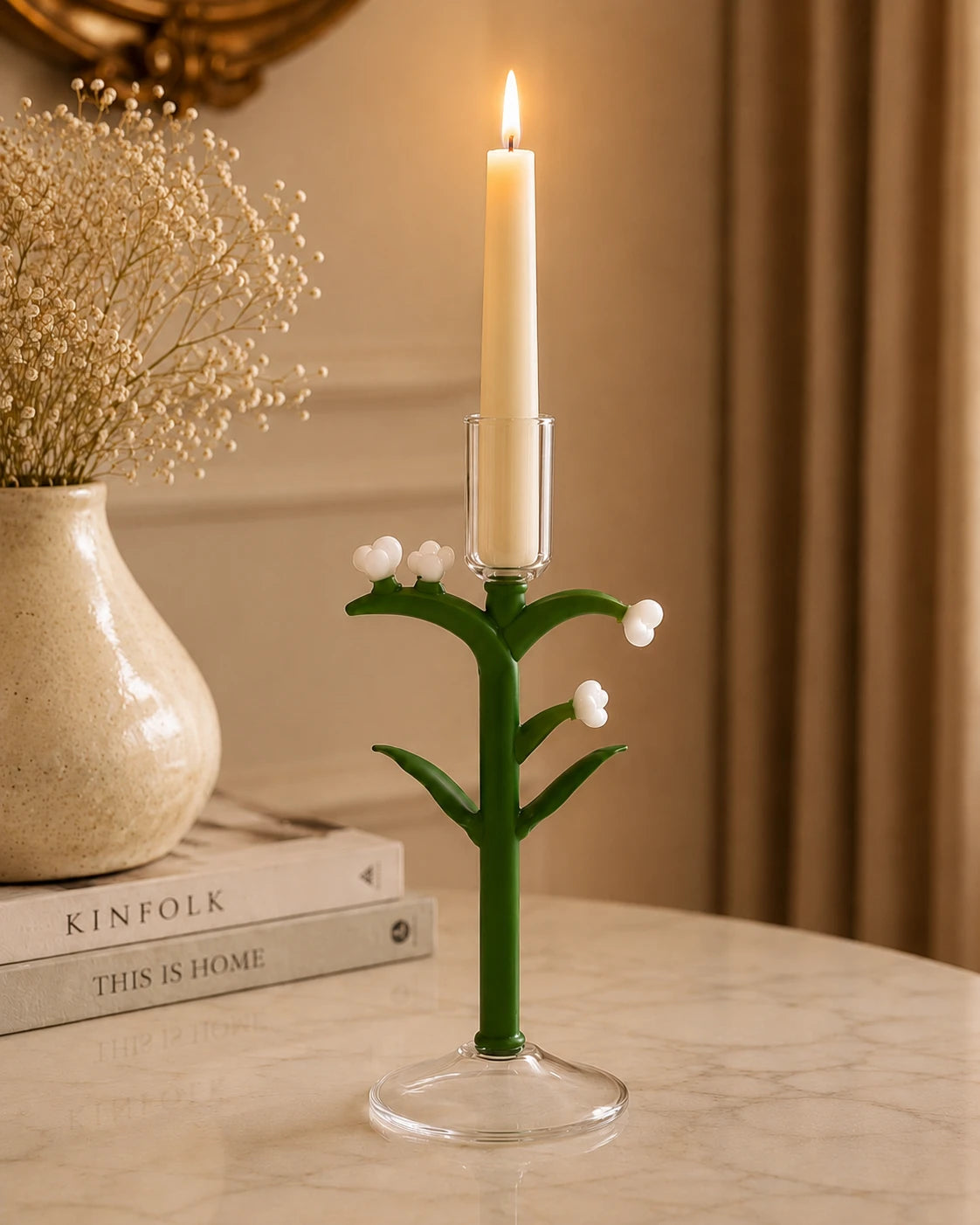 Botanical Stem Glass Candle Stand - Small