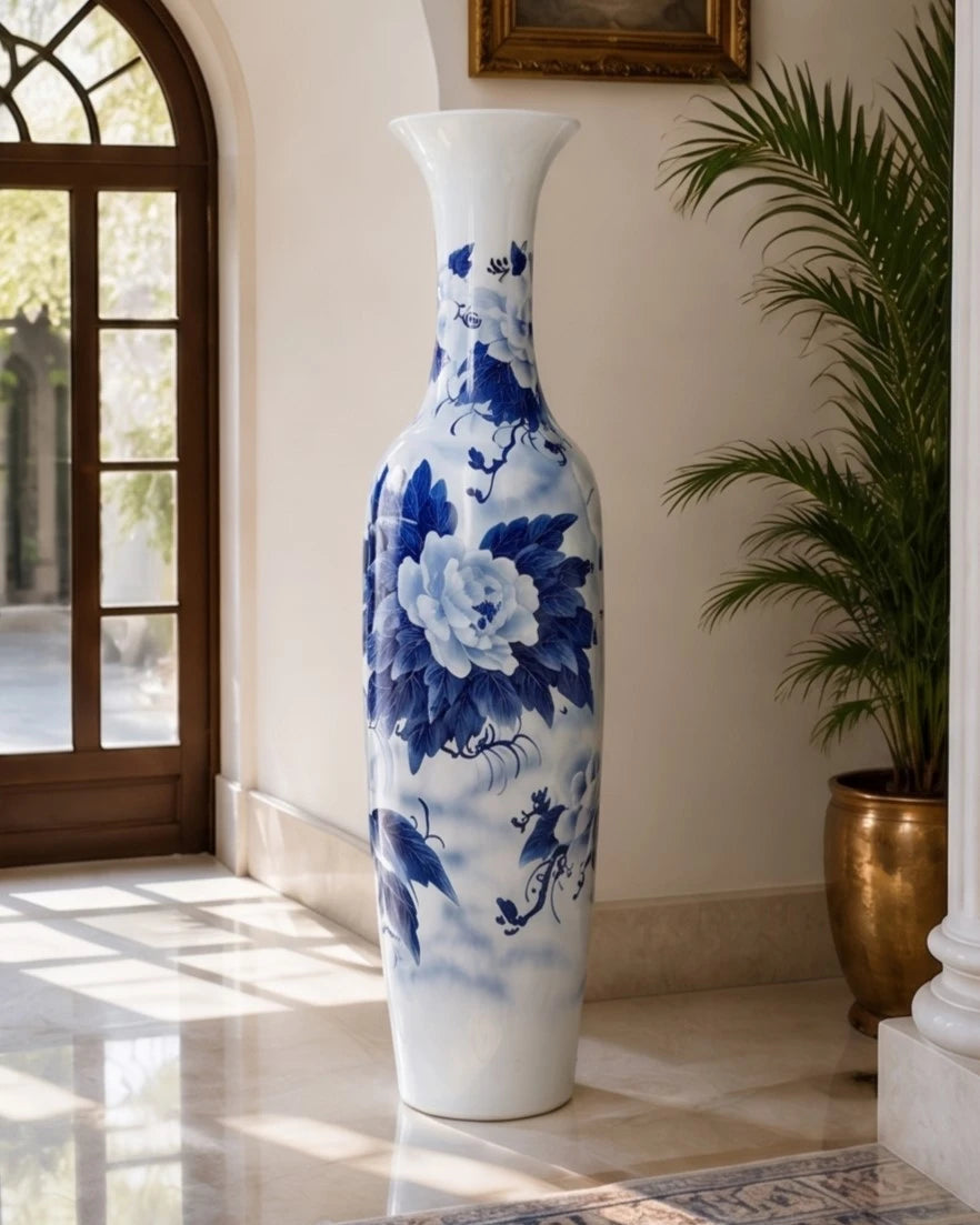 Blooming Lotus Art Tall Floor Vase - 6.4 Ft 