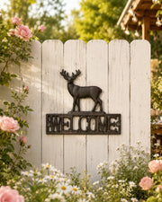 Deer Welcome Cast Iron Wall Mount