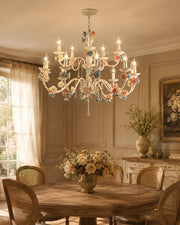 Blush Bloom French Floral Chandelier - 15 Lights