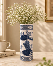 Blue & White Porcelain Cylindrical Decorative Vase