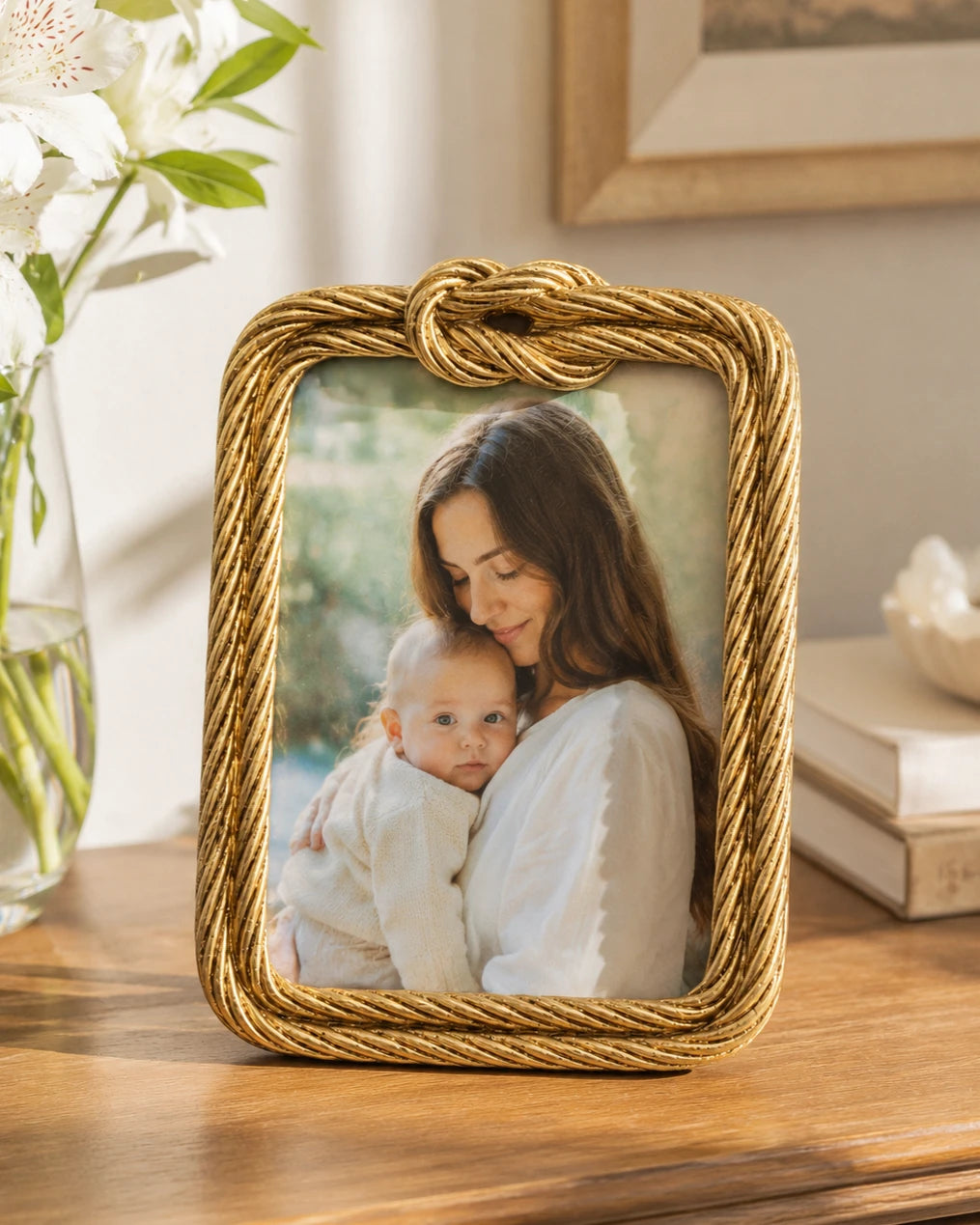 Decorative Gold Rope Photo Frame for Tabletop