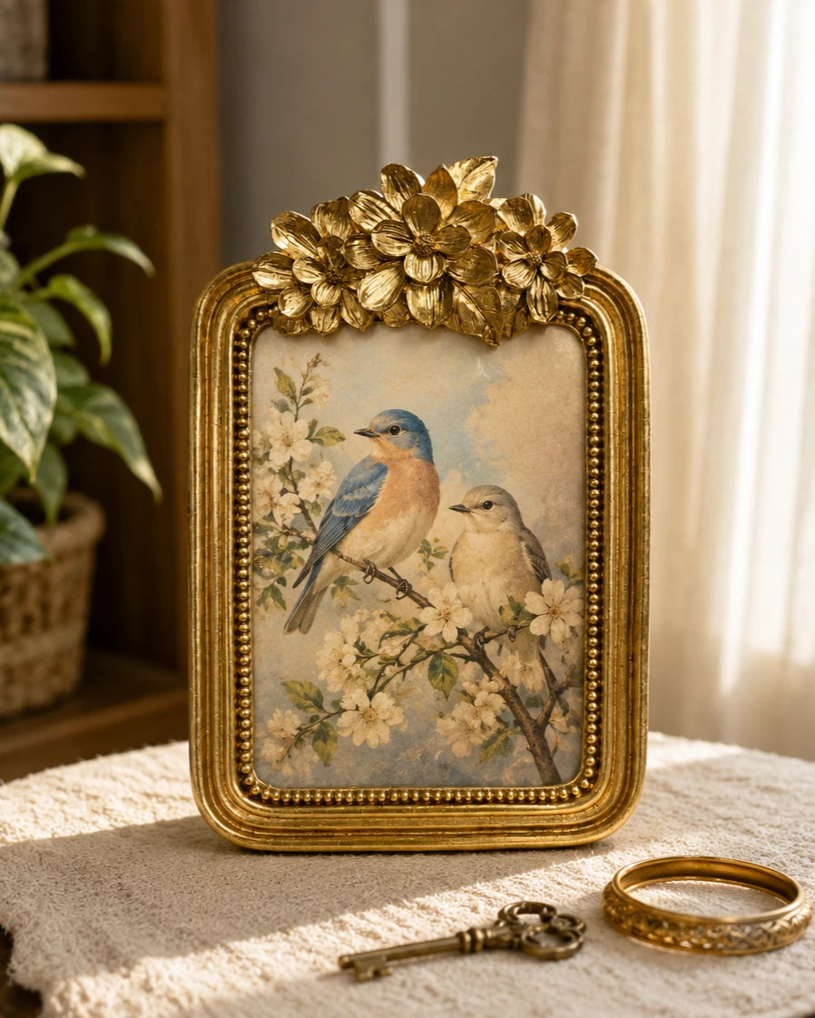 Vintage Gold Floral 5x7 Inch Photo Frame – The Decor Kart