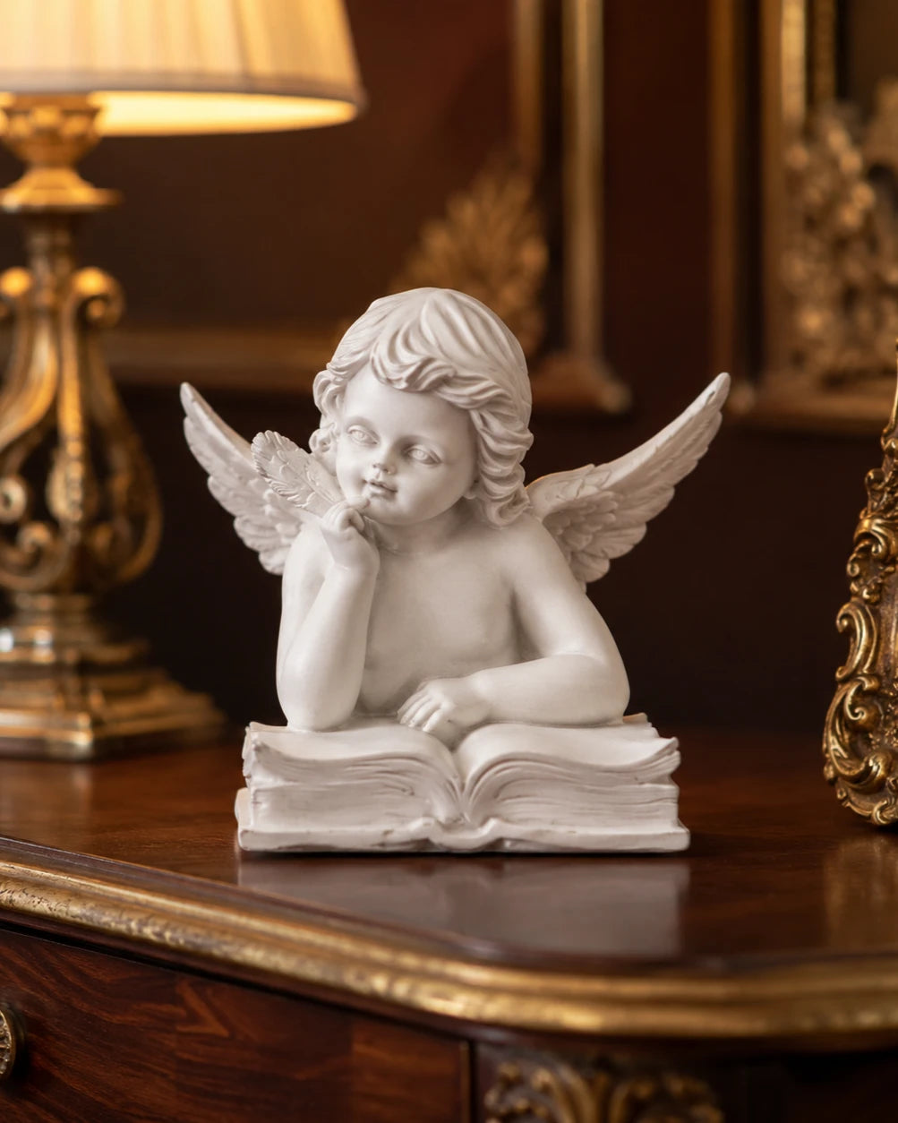 Book Reading Angel Cherub Figurine 