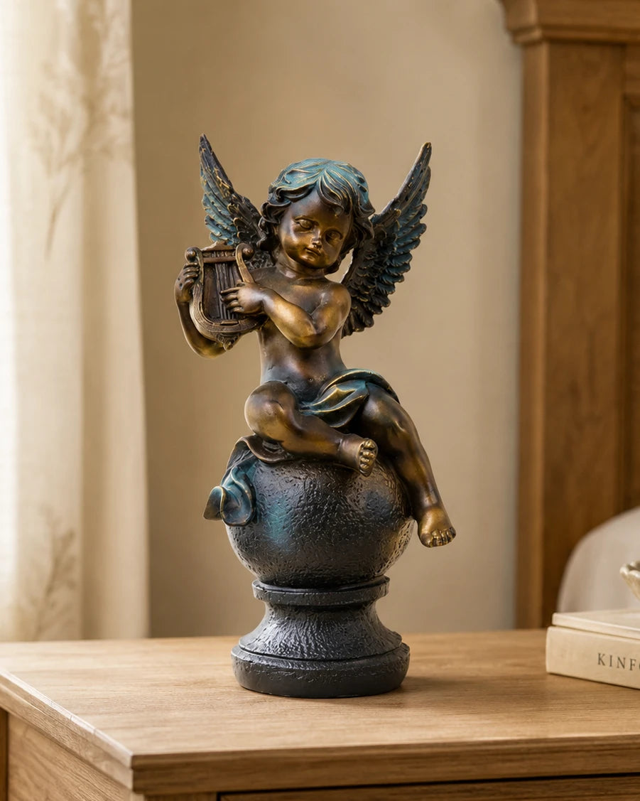 Angel Cherub Playing Harp 