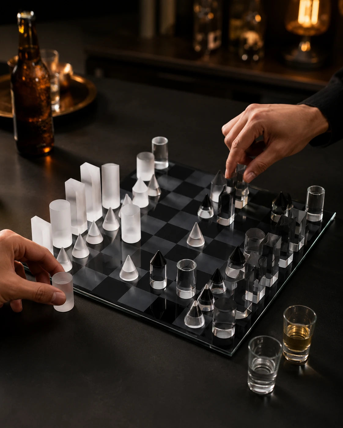 Modern Crystal Geometry Chess Set 