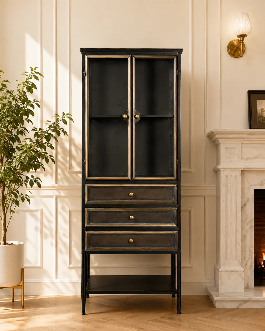 Roane Display Cabinet with Three Drawers