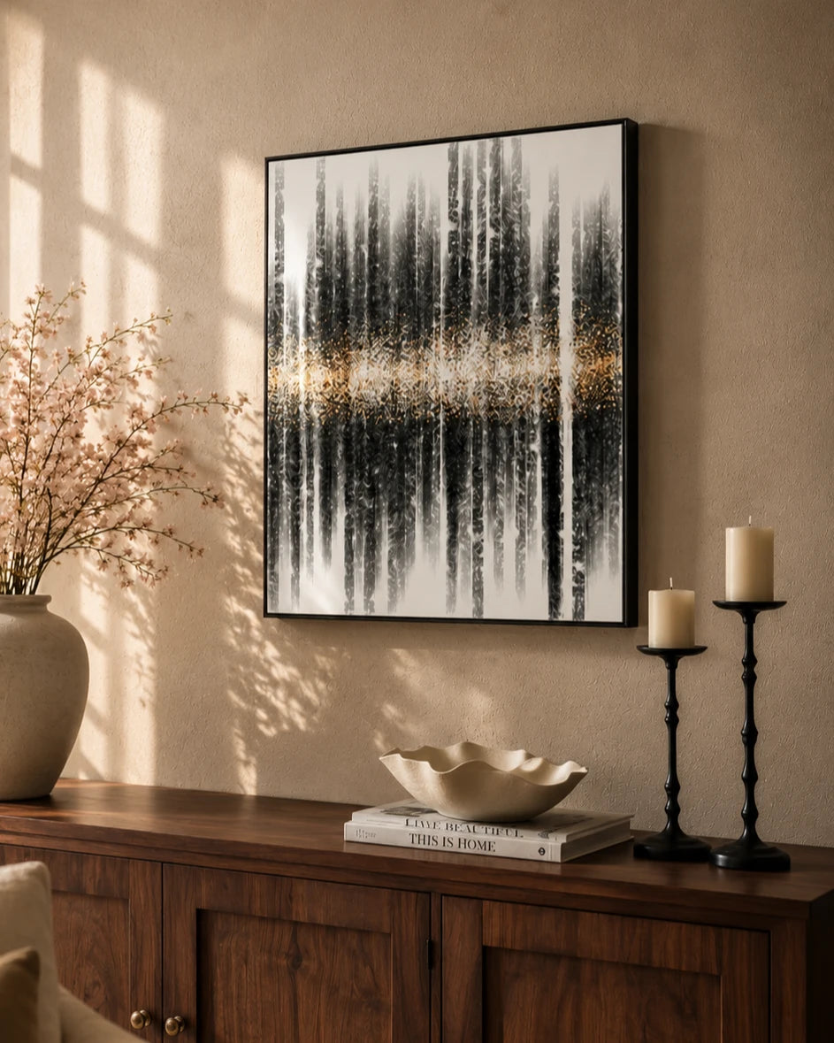 Golden Frequency 3D Abstract Oil Painting