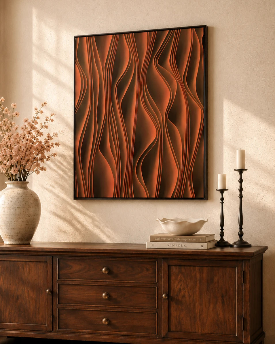 Whispers of Form 3D Abstract Oil Painting - Red