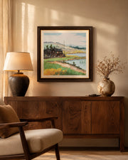 "The Village View" Handmade Oil Painting 32"x 32"