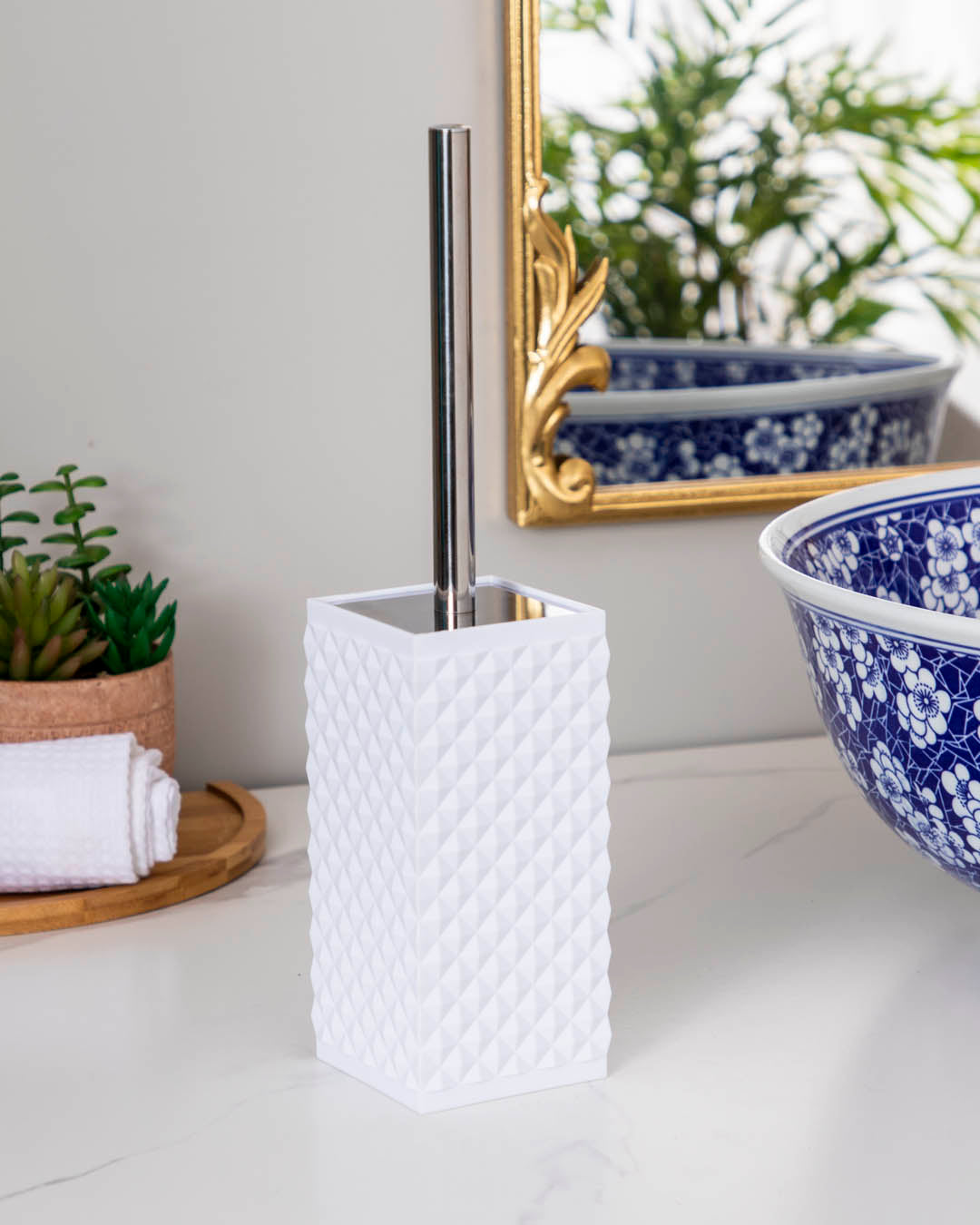 White Contemporary toilet brush holder