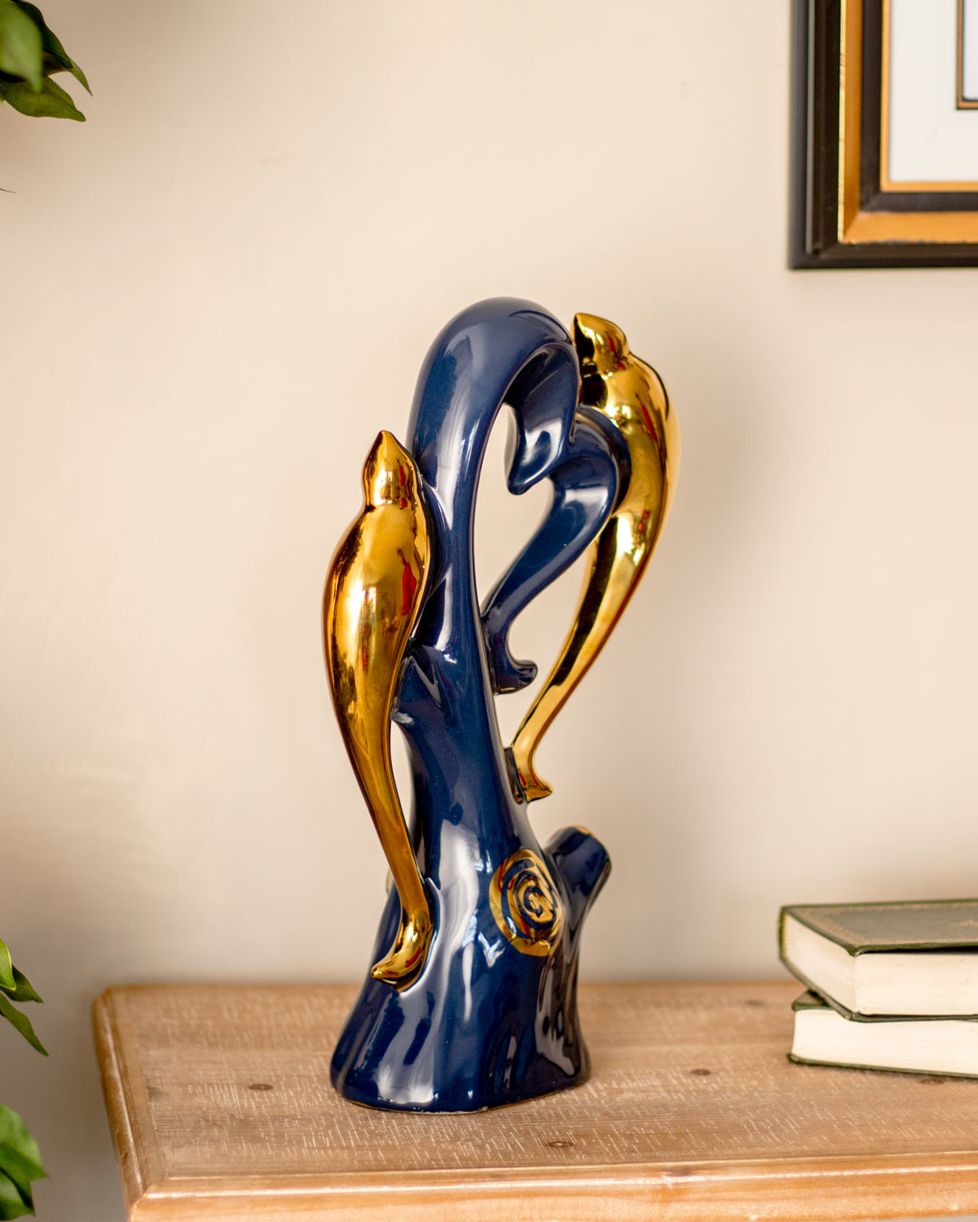 Modern Ceramic Bird Abstract Sculpture - Blue