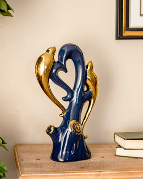 Modern Ceramic Bird Abstract Sculpture - Blue