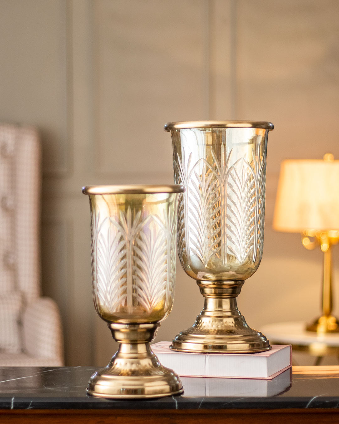 Ornamental Pedestal Hurricane Candle Holder - The Decor Kart