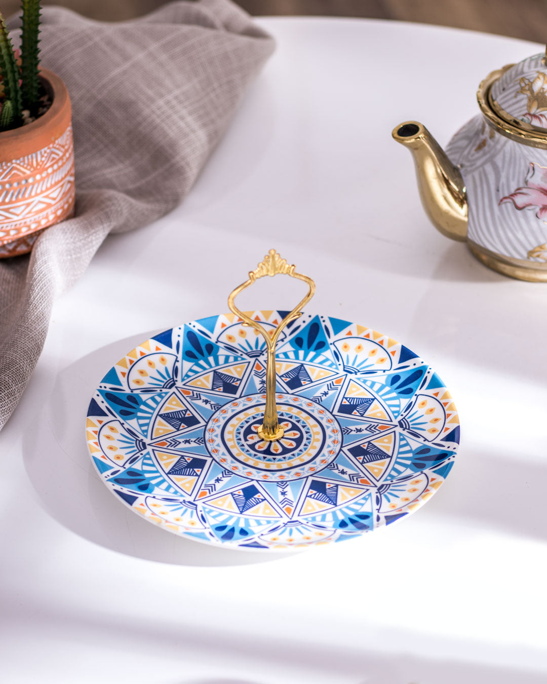 Mandala Serving Platter With Handle