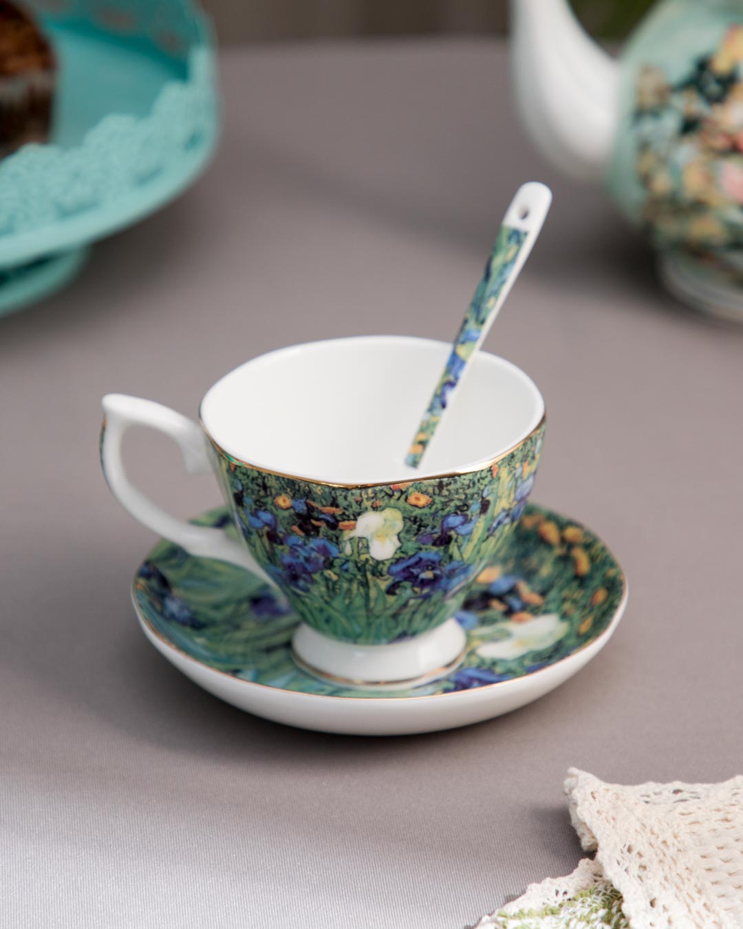 'Irises' Vincent Van Gogh Painting Cup & Saucer - The Decor Kart 