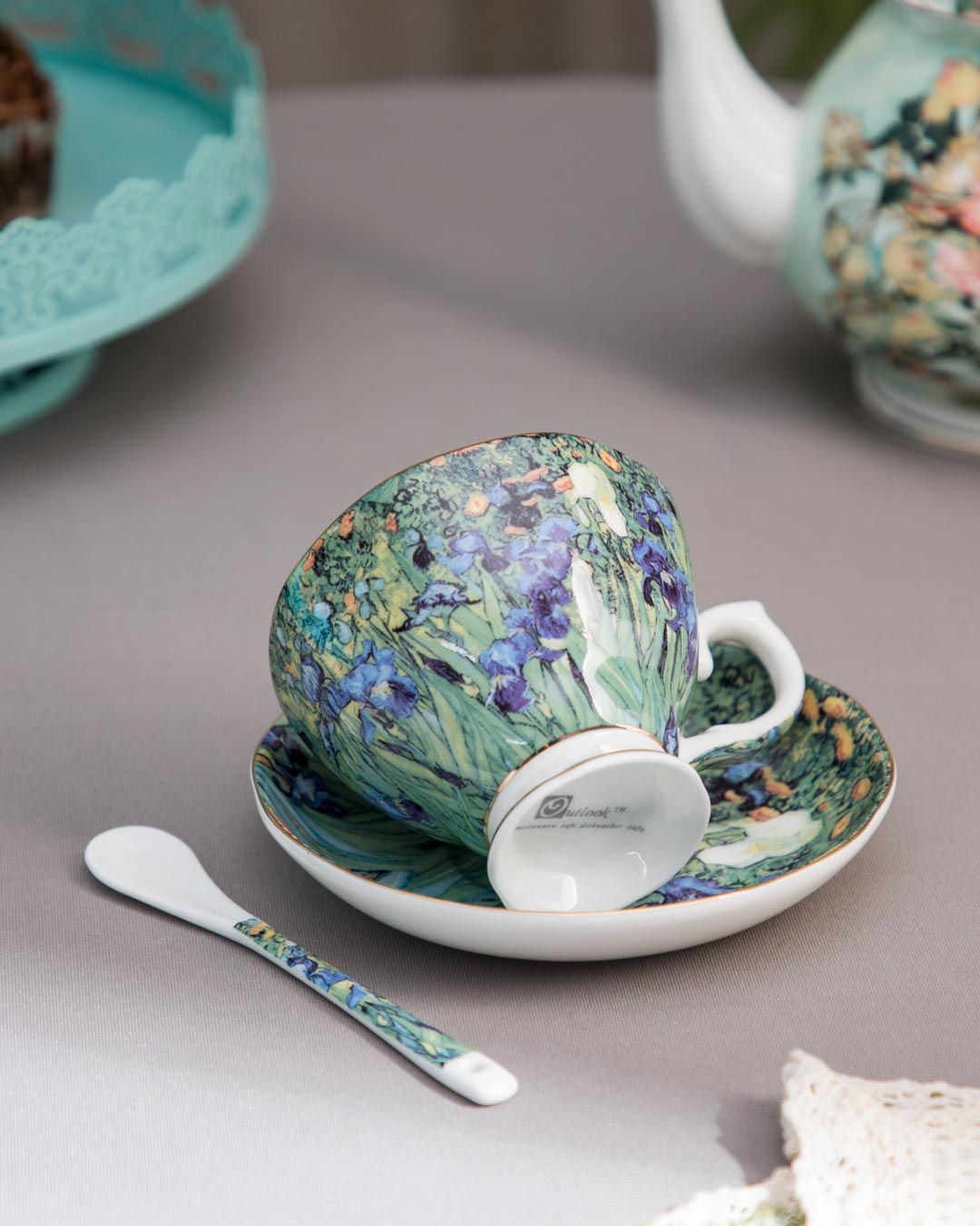 'Irises' Vincent Van Gogh Painting Cup & Saucer - The Decor Kart 