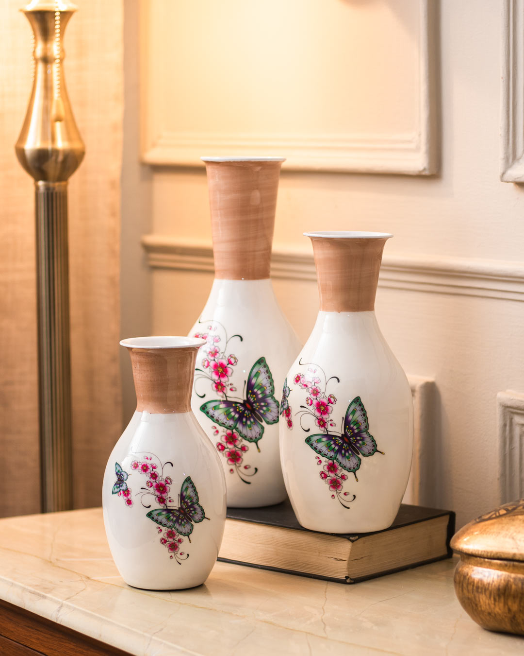 Butterfly Decorative Vases - Set of 3