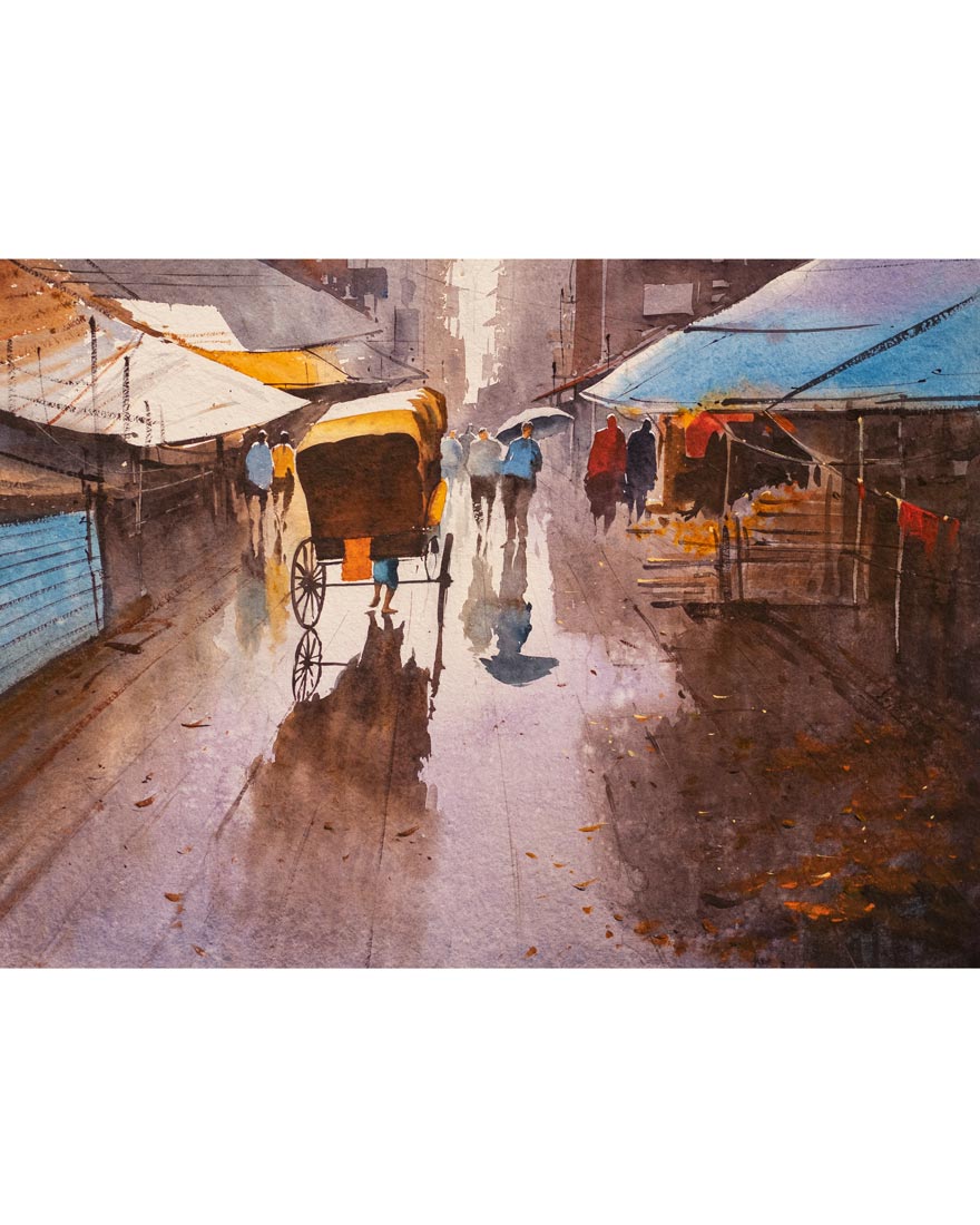 Kolkata Street - Water Colour Painting