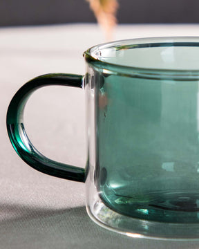 Double Wall Tea Cup - Green - The Decor Kart 