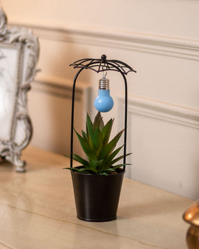 Faux Potted Succulent with Iron Planter