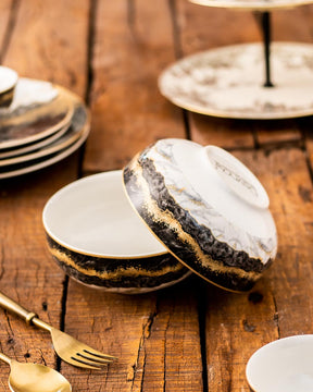 Marquina Gold Cereal Bowl - Set of 2 - The Decor Kart 