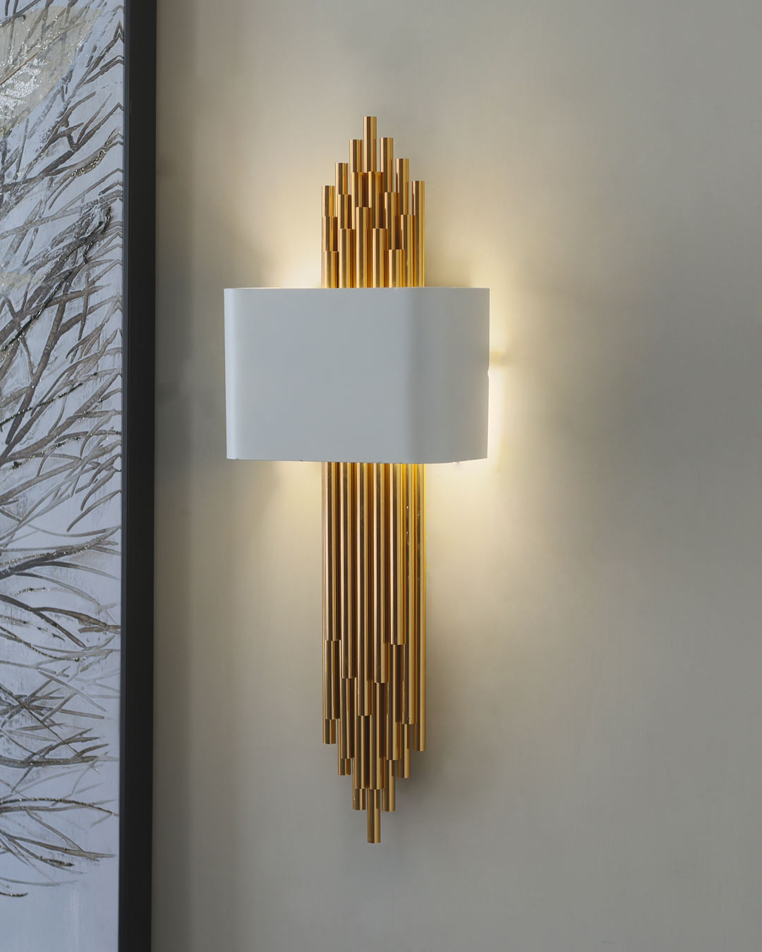 Metal Gold Pipe Wall Light - Black