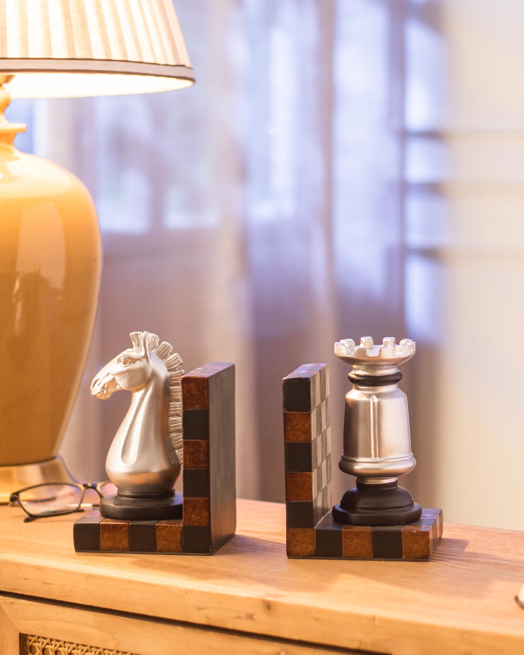 Chess Bookend Set - Silver - The Decor Kart 