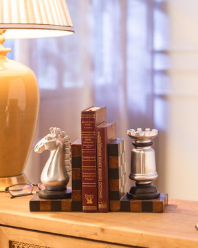 Chess Bookend Set - Silver - The Decor Kart 