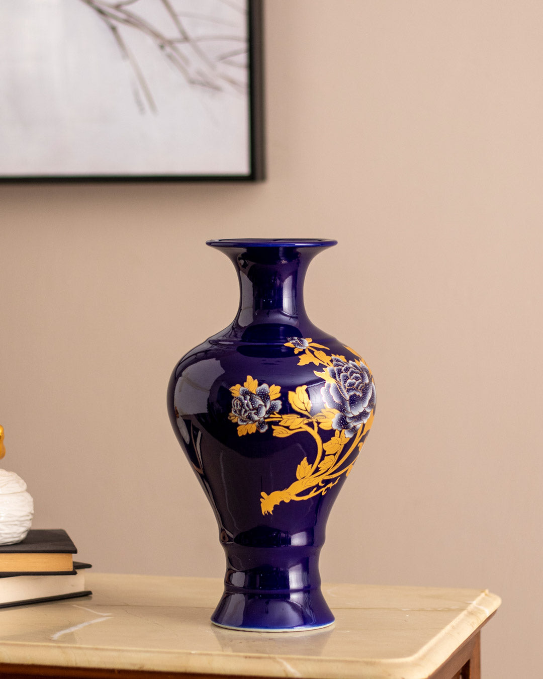 Chrysanthemum Midnight Blue Vase