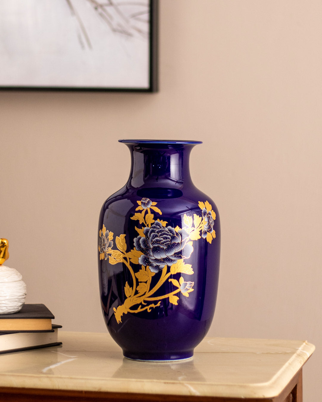 Chrysanthemum Midnight Blue Vase