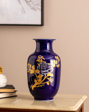 Chrysanthemum Midnight Blue Vase