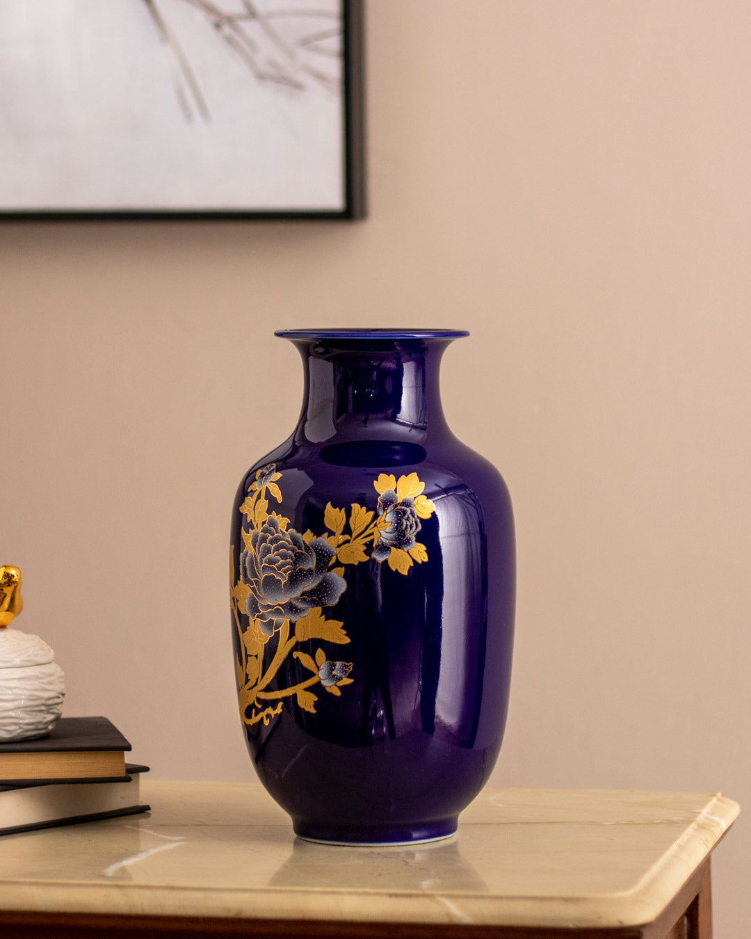 Chrysanthemum Midnight Blue Vase