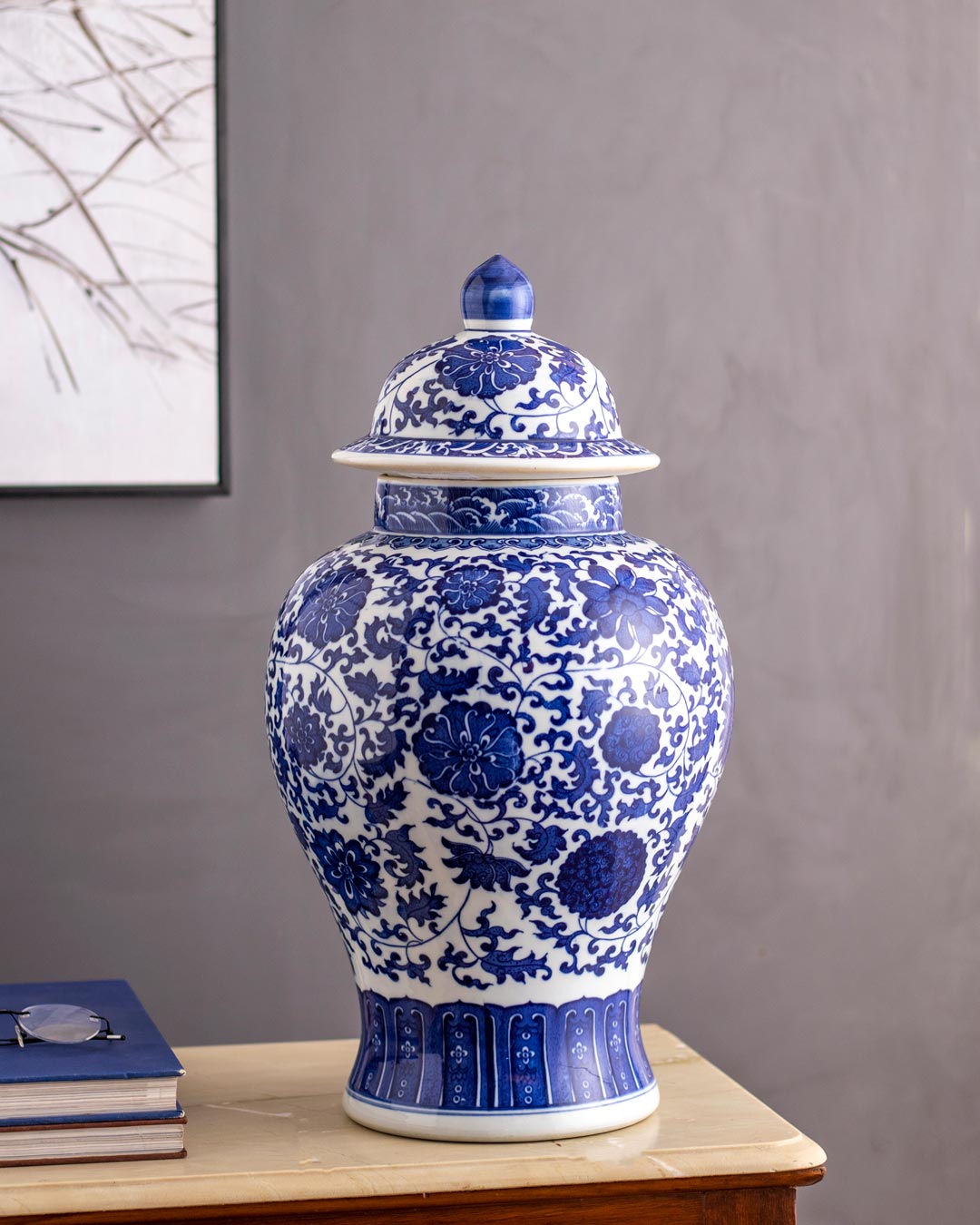 Oversized Classic Blue & White Temple Jar