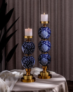'Chrysanthemum' Ming Pillar Candle Holder - Small