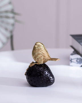 Splendid Birds on Black Strawberry - The Decor Kart 
