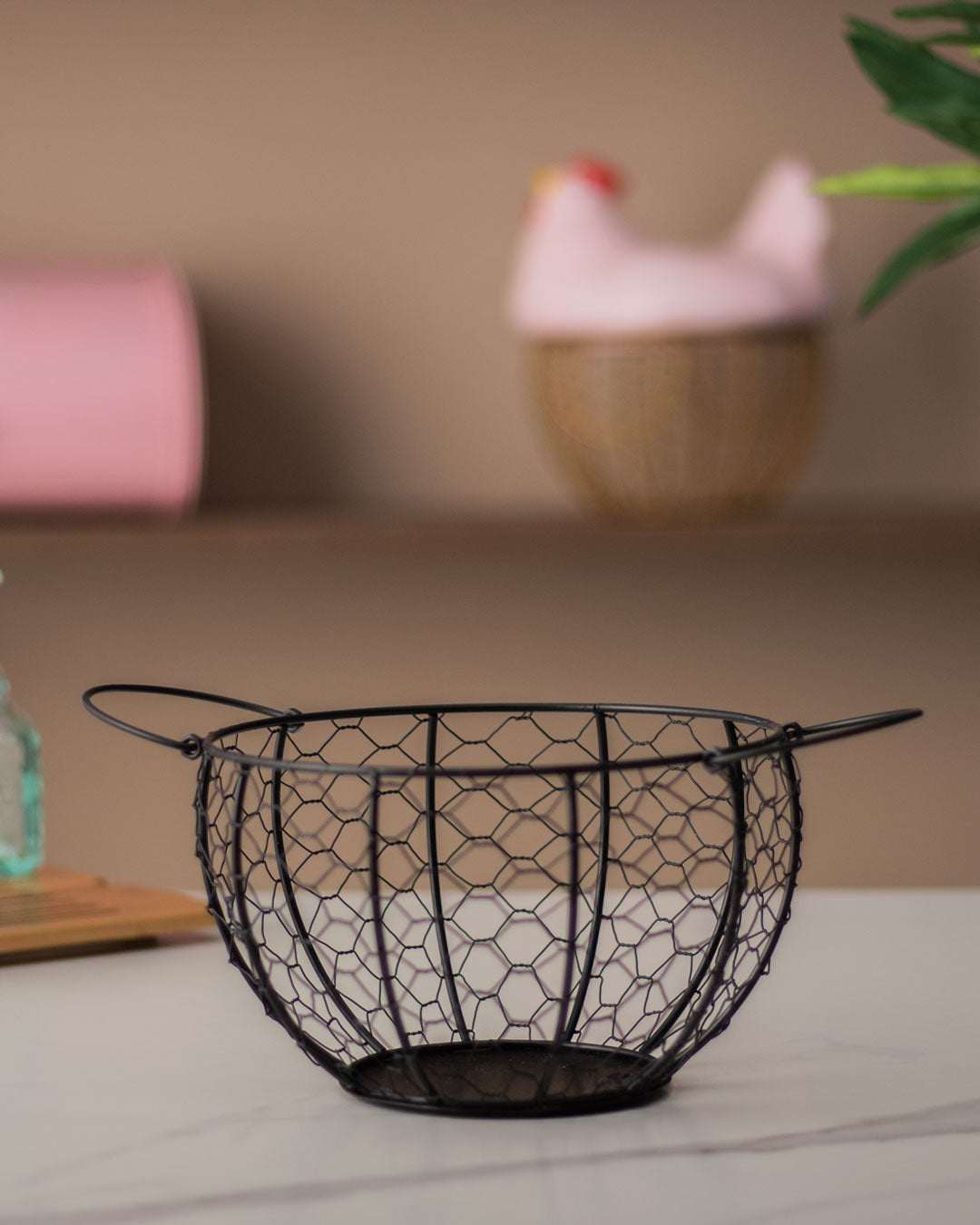 Rooster Egg Basket - Spotted White - The Decor Kart