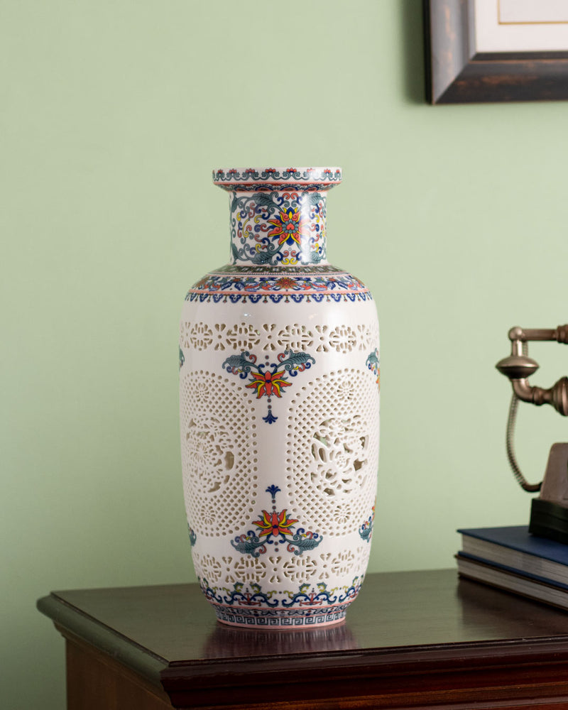 Famille Rose Carved Vase