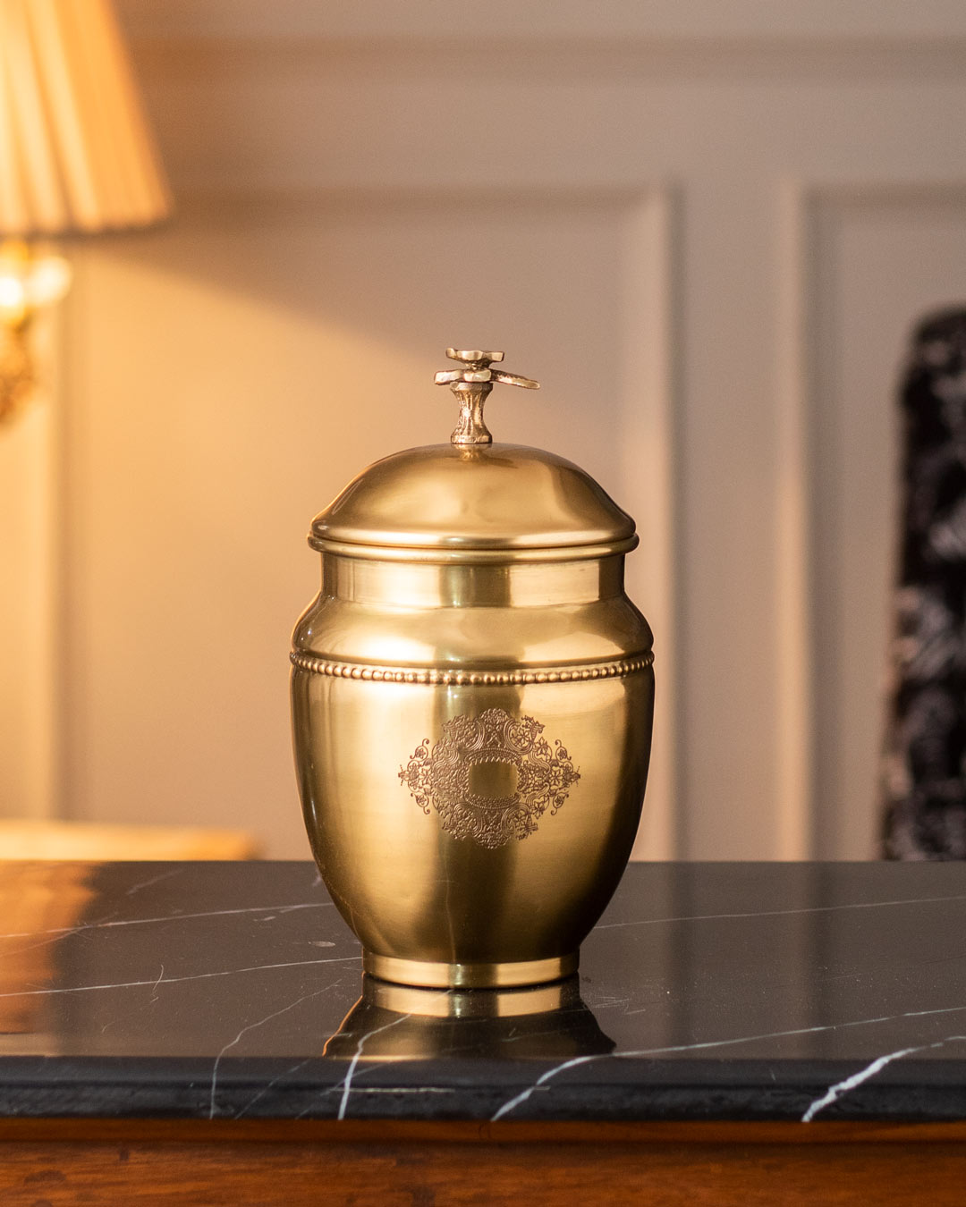 Octavian Brass Jar with Lid - Small - The Decor Kart 