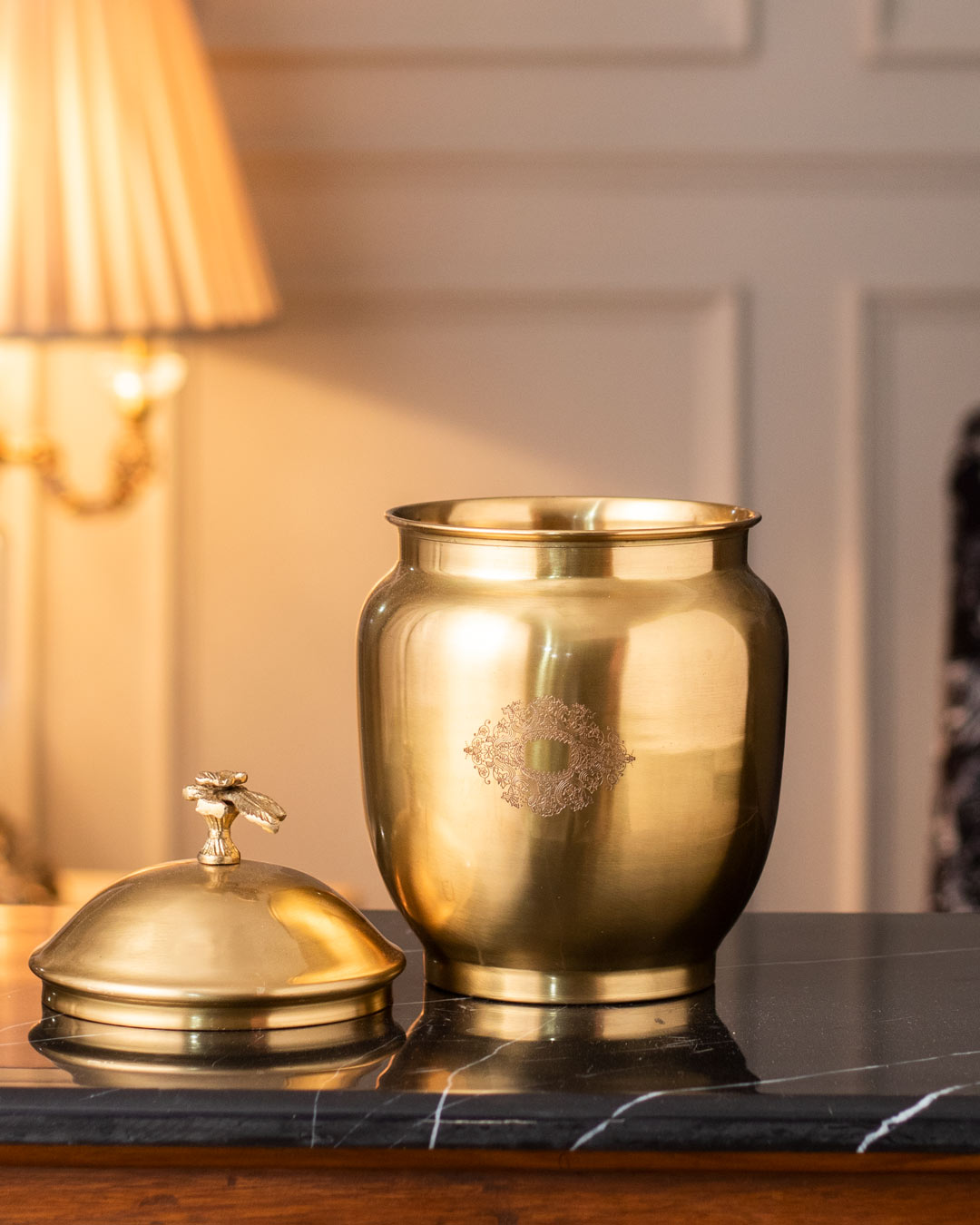 Octavian Brass Jar with Lid - Large