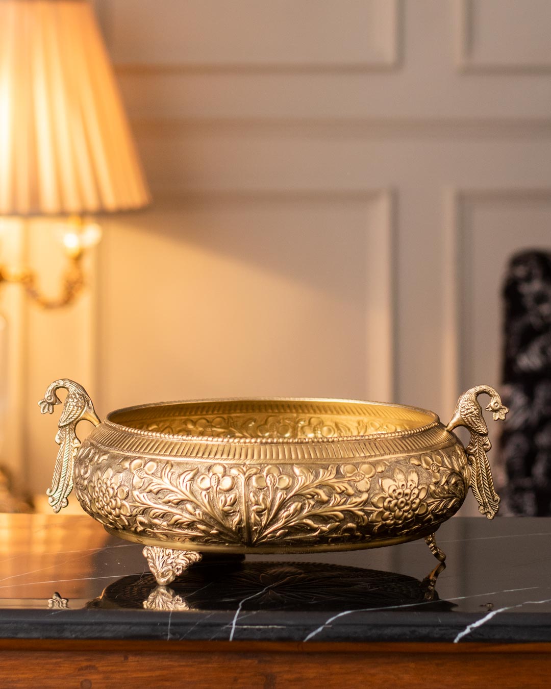 'Peacock' Handcrafted Brass Bowl
