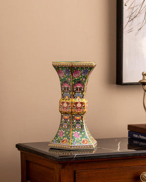 'Millefleurs' Hexagonal Porcelain Vase