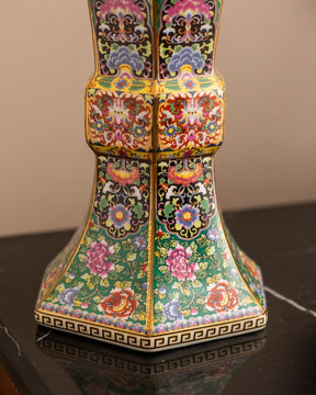'Millefleurs' Hexagonal Porcelain Vase