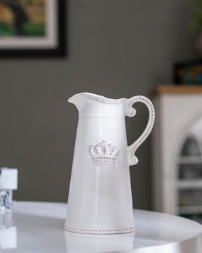 Crisp White 'Queen' Pitcher Vase - The Decor Kart 