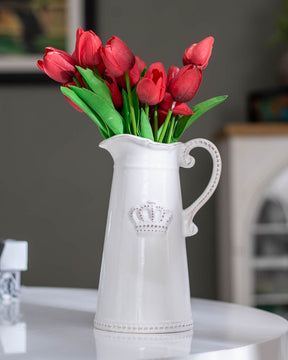 Crisp White 'Queen' Pitcher Vase - The Decor Kart 