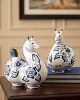 Blue & White Porcelain Horses - Set of 2