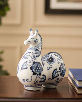 Blue & White Porcelain Horses - Set of 2