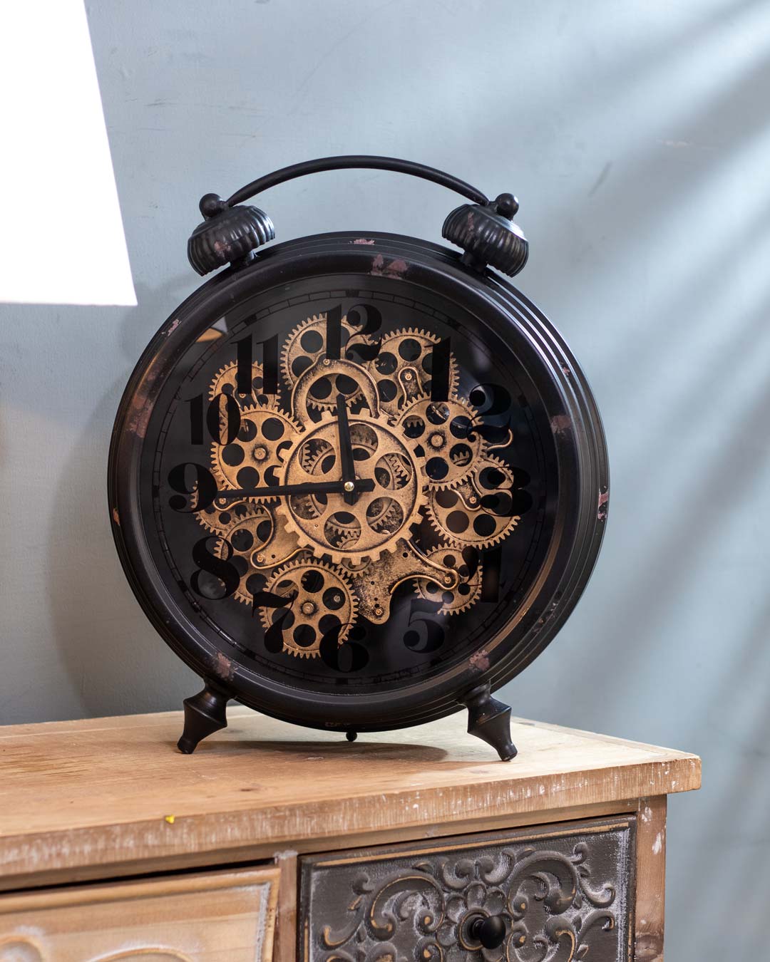 Clockwork Moving Gears Table Clock - The Decor Kart