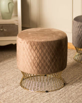 Quilted Vanity Ottoman - Brown